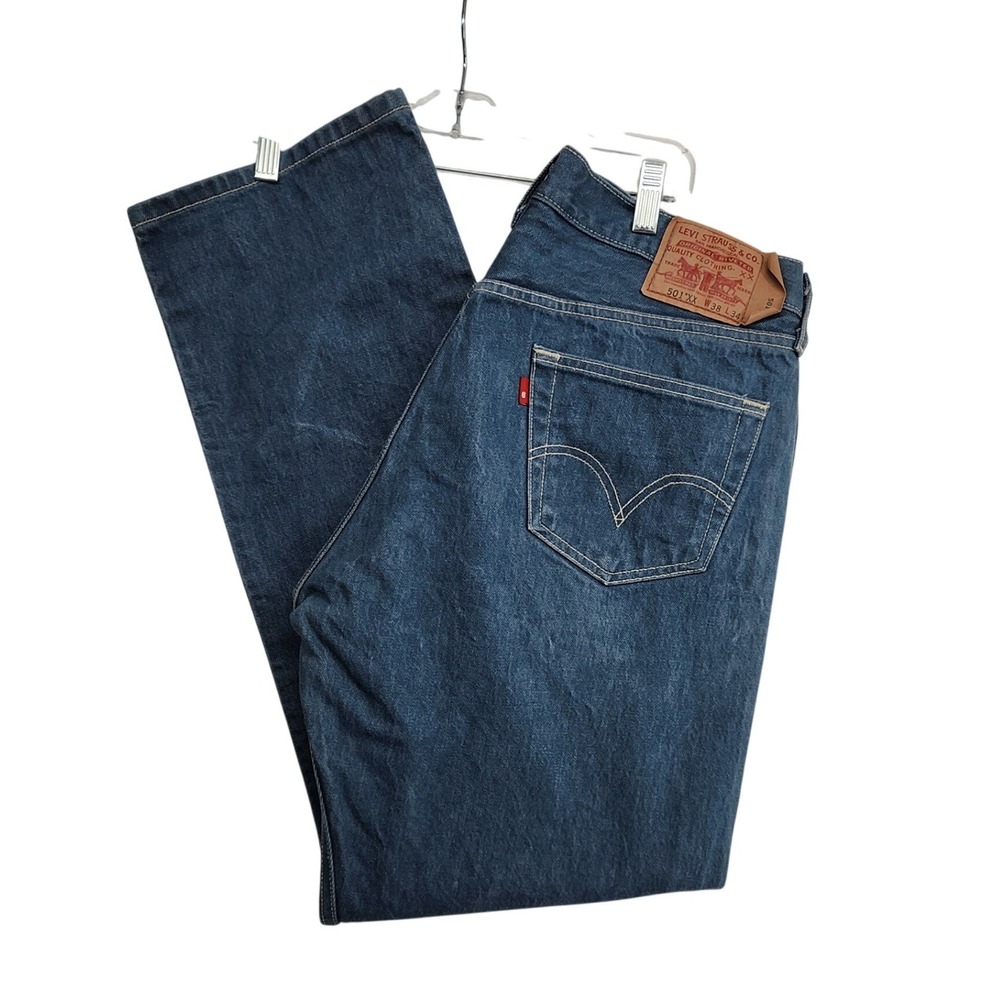 Levis 38x34 Blue 501XX Original Straight Leg Button Fly Denim Jeans Workwear